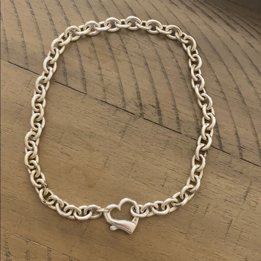 Sterling silver Chain link choker with heart clasp